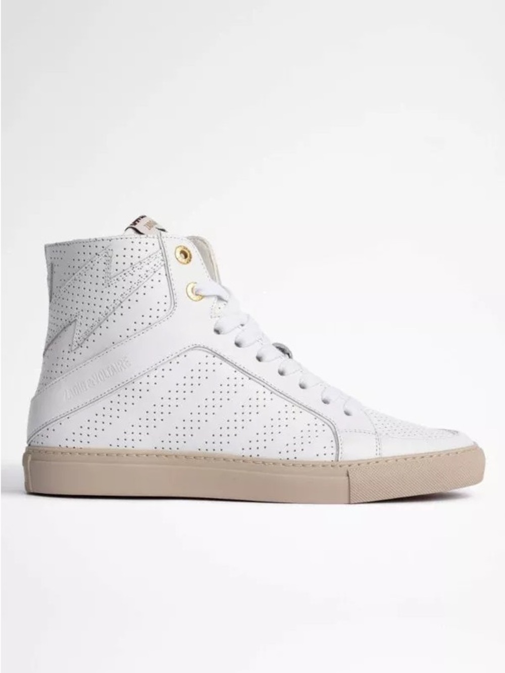NEW Zadig & Voltaire ZV1747 Flash High-Top Sneakers Fashion White Leather Sz 40